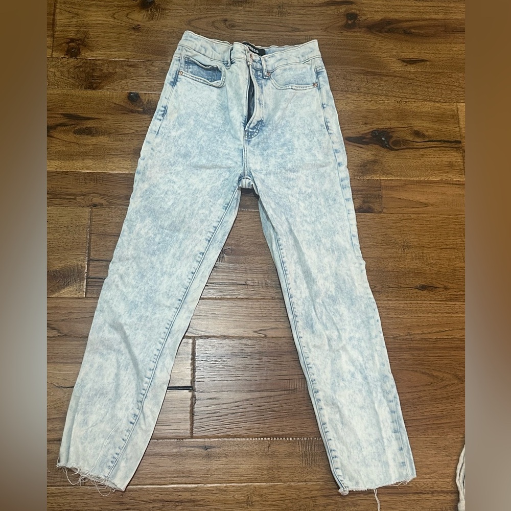 Express Acid Wash Straight Leg Jeans